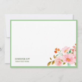 Carte de note moderne chic pastel Blush Pink Green