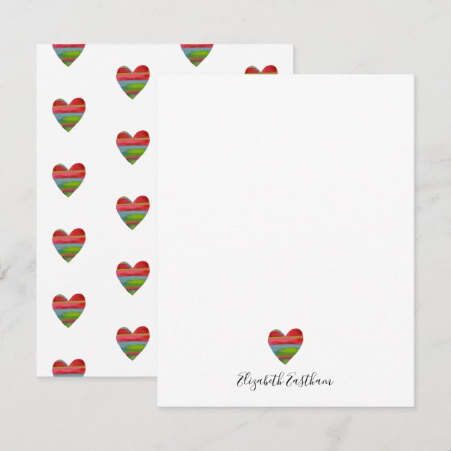 Carte de note moderne et simple à motif de coeur (Devant / Derrière)