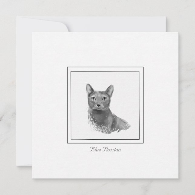 Carte de note moderne Sketted Flat en russe bleu (Devant)