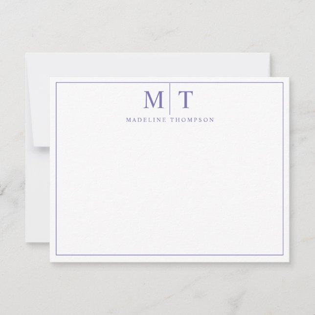 Carte de note Monogramme de script minimaliste (Devant)