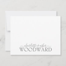 Carte de note Monogramme Mariage de nom de couple