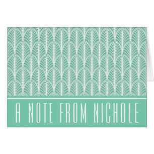 Carte de note Motif Turquoise clair et blanc déco 