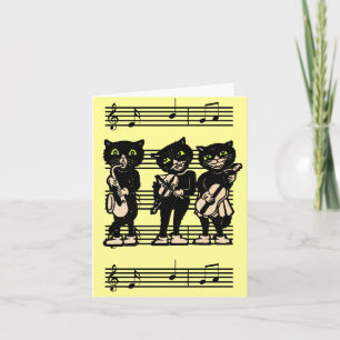 Carte de note musicale de chats noirs
