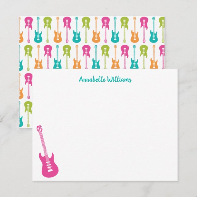 Carte de note musicale de guitare électrique (Devant / Derrière)