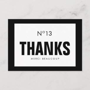 CARTE de NOTE noire et blanche de MERCI de mode