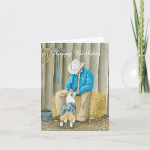 Carte de note occidentale d'anniversaire d'art de