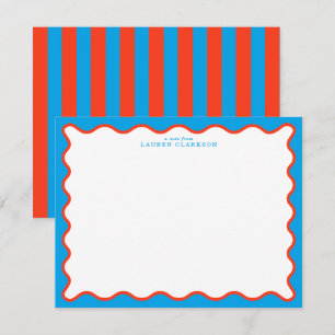 Carte de note ondulée Aqua Bright et Tangerine