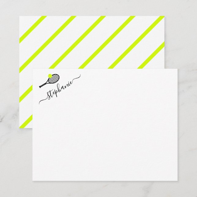 Carte de note personnalisée à rayures tennis Prépa (Devant / Derrière)