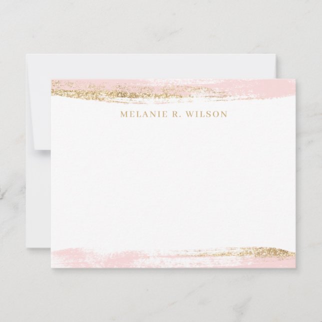 Carte de note personnalisée Blush Pink and Gold (Devant)