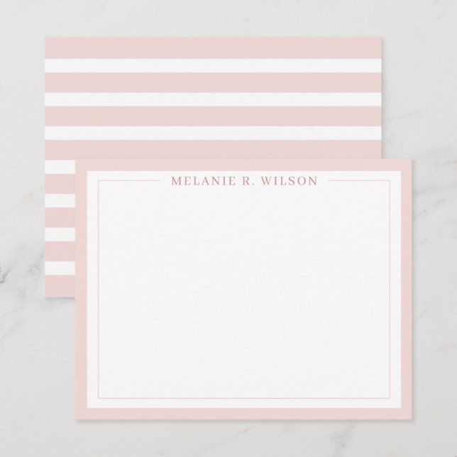 Carte de note personnalisée Blush Pink moderne (Devant / Derrière)
