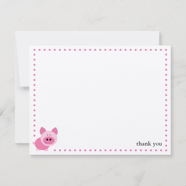 Carte de note personnalisée Cochon rose mignon (Devant)
