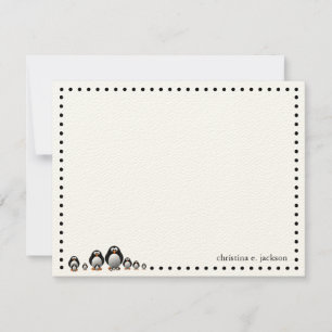 Carte de note personnalisée de pingouins mignons