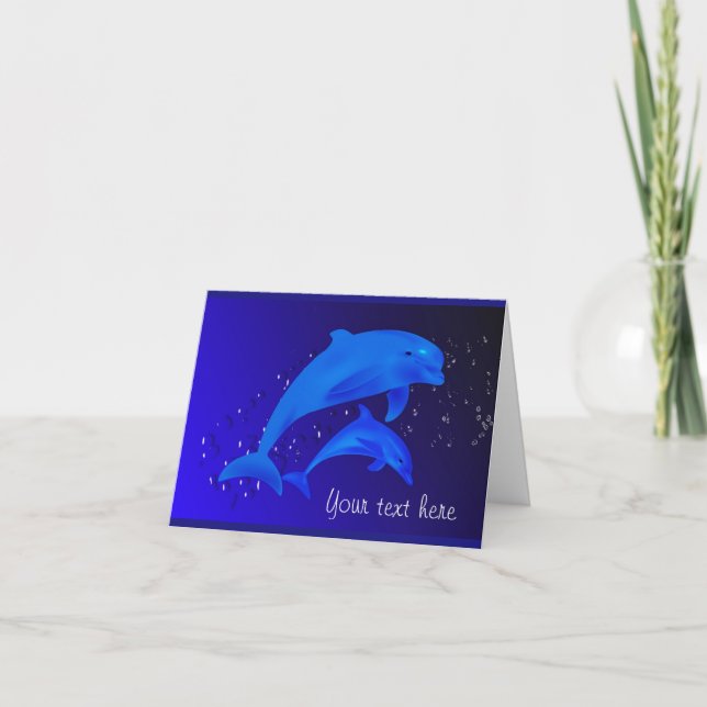 Carte de note personnalisée Dolphin Cobalt Blue Oc (Devant)