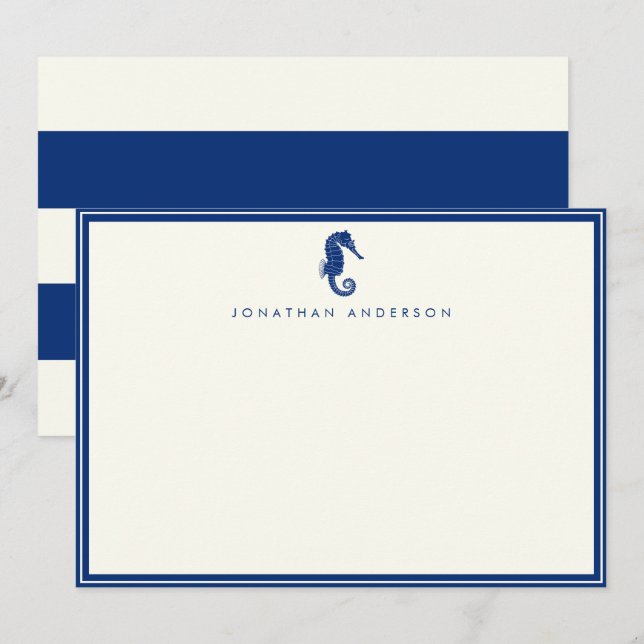 Carte de note personnalisée du cheval de mer de la (Devant / Derrière)