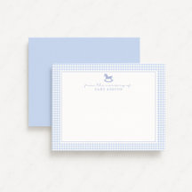 Carte de note personnalisée En vichy Garçon bleu