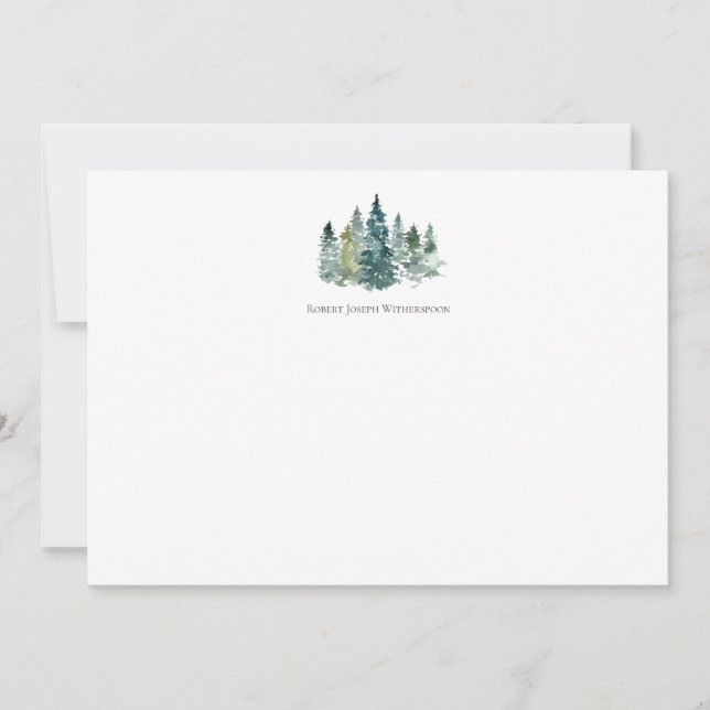 Carte de note personnalisée Evergreens Watercolor (Devant)