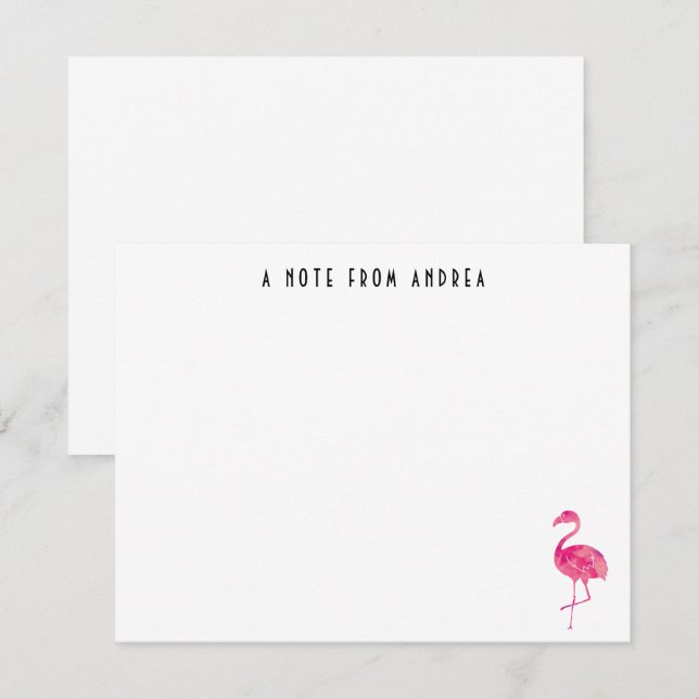 Carte de note personnalisée Flamant rose rose chau (Devant / Derrière)