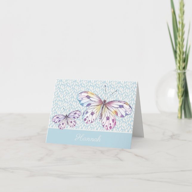Carte de note personnalisée Papillon aquarelle (Devant)