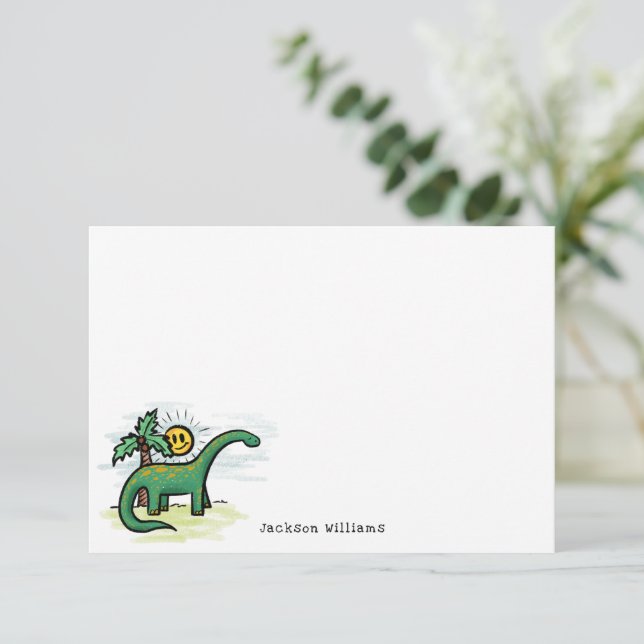 Carte de note personnalisée pour les enfants Dinos (Debout devant)