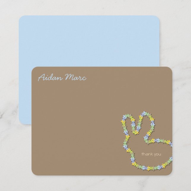 Carte de note personnalisée (R) Merci bleu de scie (Devant / Derrière)