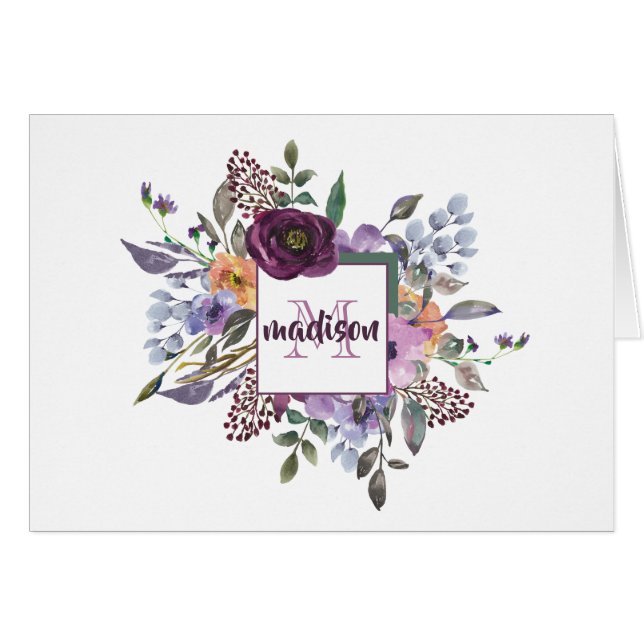 Carte de note personnelle Chic Bouquet d'aquarelle (Devant Horizontal)