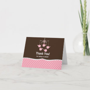 Carte de note Pink & Brown Mobile Thank