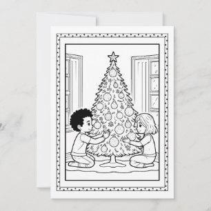 Carte de note plat Coloris Arbre de Noël pour enfa