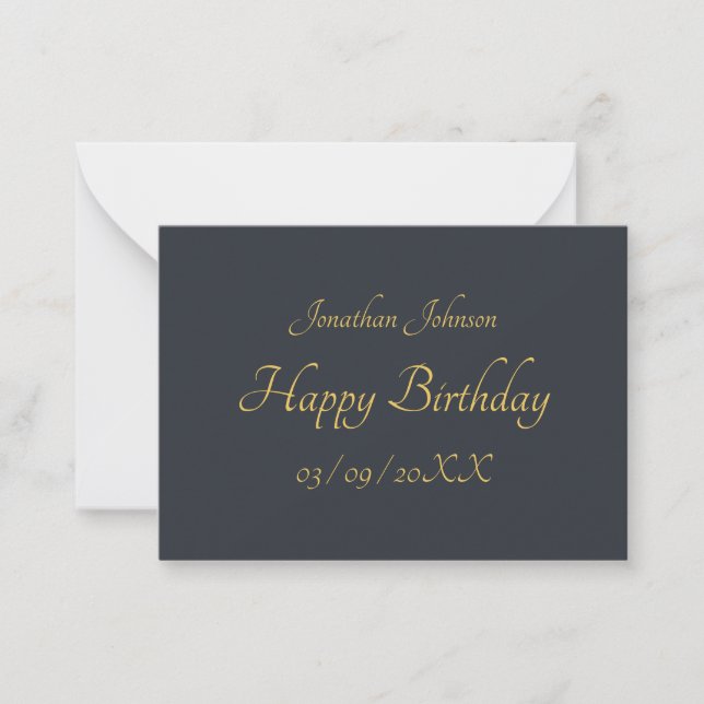 Carte de note plat d'anniversaire d'or personnalis (Devant)