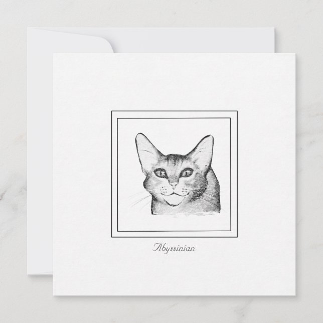 Carte de note plat de dessin de chat Abyssinian (Devant)