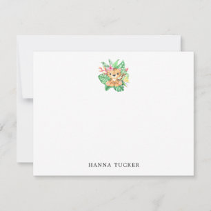 Carte de note plat Green Orange Rose Cute Baby Tig