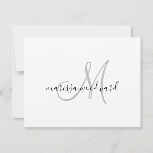 Carte de note plat Monogramme Kraft (Devant)