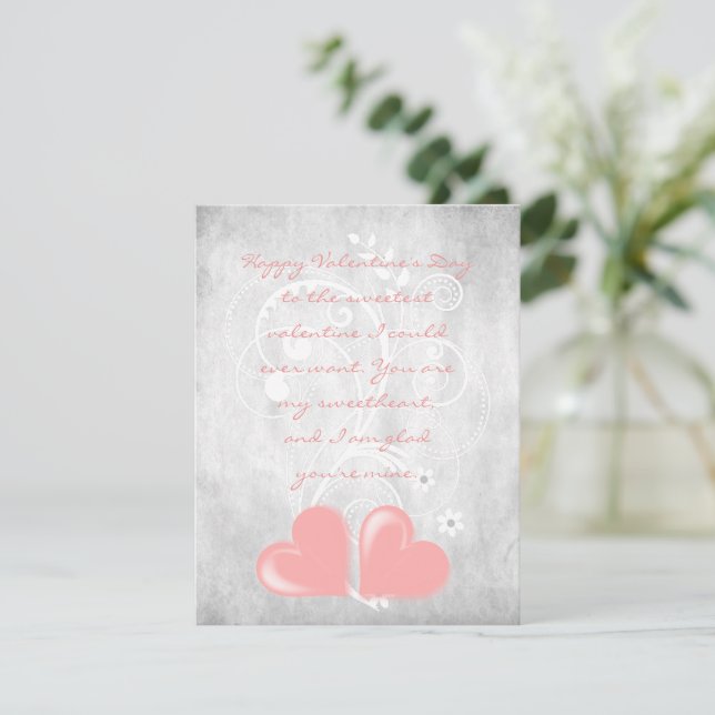 Carte de note plat Pink Valentine Hearts (Debout devant)