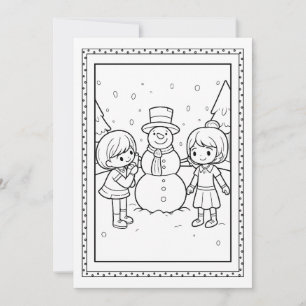 Carte de note plat pour les enfants Christmas Snow