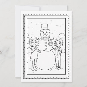 Carte de note plat pour les enfants Christmas Snow