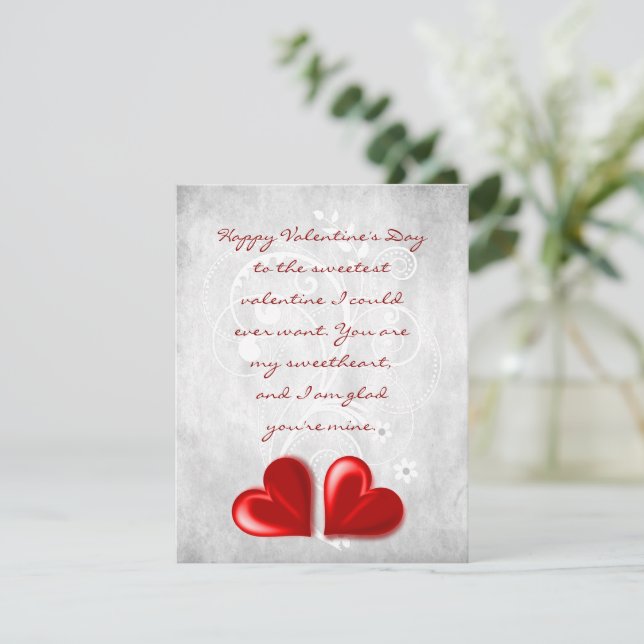 Carte de note plat Red Valentine Hearts (Debout devant)