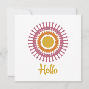 Carte de note plat Sunburst Retro en violet et or