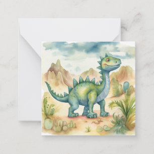 Carte de note plate Cute Dinosaur Aquarelle Storyb