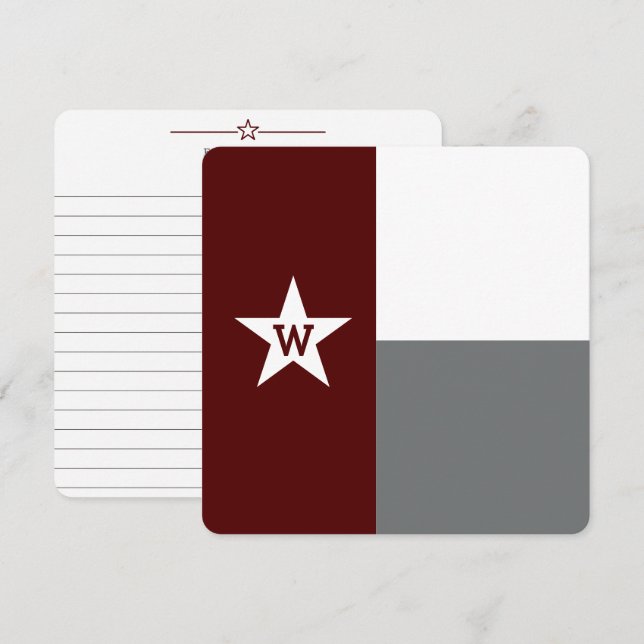 Carte de note plate Maroon & Grey Texas (Devant / Derrière)