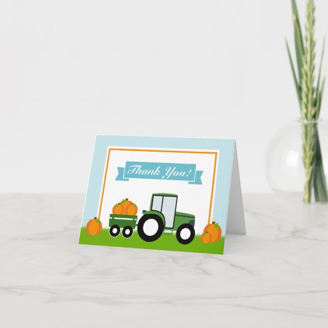 Carte de note pliée du Citrouille de tracteur (Devant)