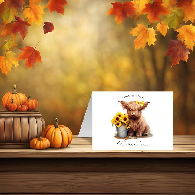 Carte de note pliée du seau de tournesol de vache  (Créateur téléchargé)