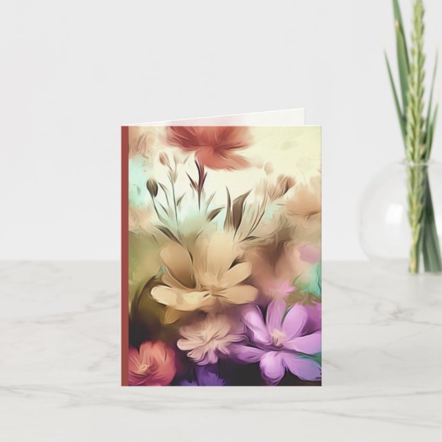 Carte de note pliée Fleurs (Devant)