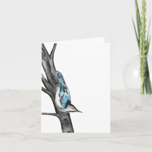 Carte de note pliée Nuthatch joyeux