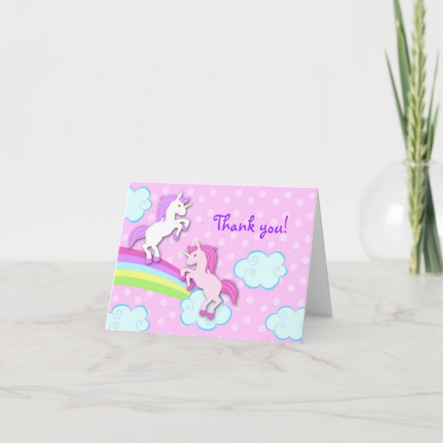 Carte de note pliée par licorne de Merci (Devant)
