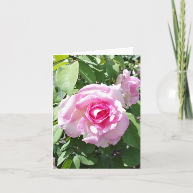 Carte de note pliée rose (Devant)