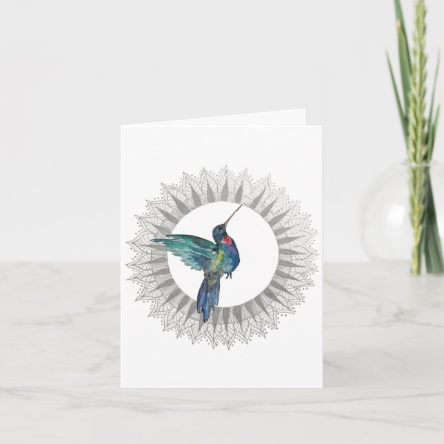 Carte de note pliée Ruby Throat Hummingbird (Devant)