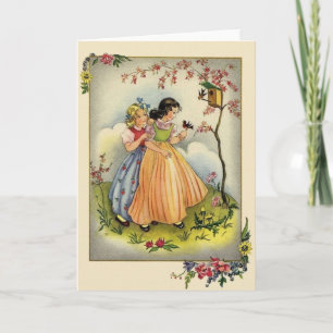 Carte de note pour enfants du jardin vintage