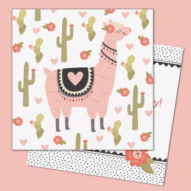 Carte de note pour enfants Llama Valentine (Cute llama valentine.  Perfect for a kids classroom exchange. personalize it with your kids name.)