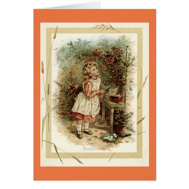 Carte de note pour fille vintage faisant des bulle (Devant)