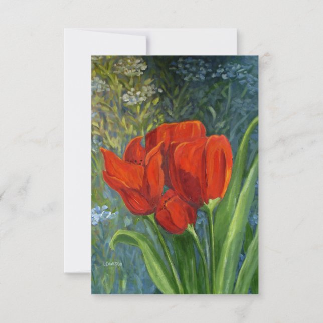 Carte de note pour tulipes rouges - Art original - (Devant)