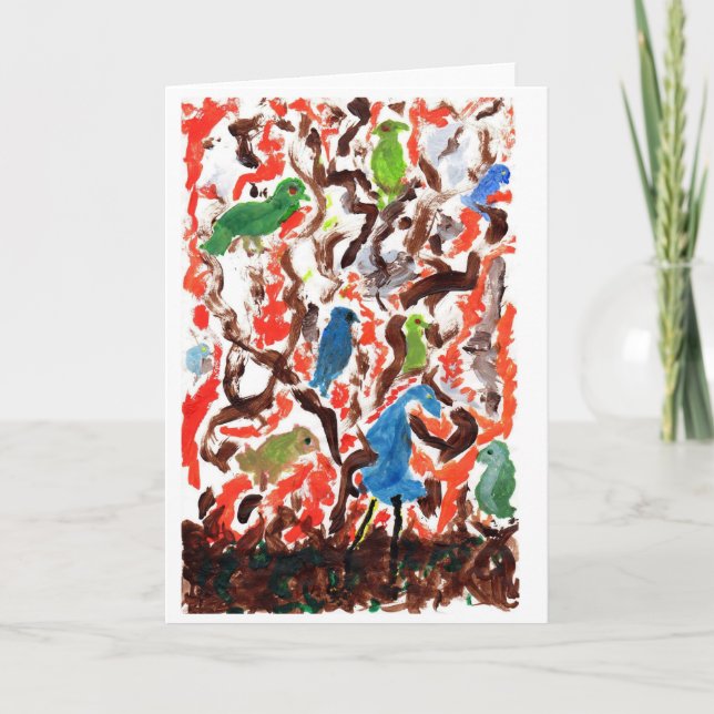 Carte de note Rassemblement d'oiseaux dans un arbr (Devant)